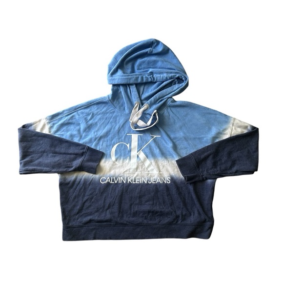 NEW Calvin Klein Jeans Women’s Monogram Logo Tie Dye Block Cropped Hoodie - Picture 4 of 7